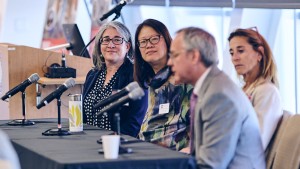 At RFU's Health Equity Breakfast on May 11, Amanda Simanek, PhD, MPH, director, RFU's Center for Health Equity Research; Melissa Chen, MD, director, Interprofessional Community Clinic; Julie Creaden, DNP, ARPN, medical director, RFU Children’s Advocacy Center Medical Clinic; and Aron Sousa, MD, president, RFU, discussed the essential role that partnerships play in improving health outcomes and access.