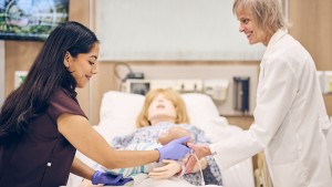 Simulated delivery and postnatal care practice in the VHS labor and delivery suite.