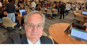 Aron visited our students doing a health policy/team building lesson on Wednesday morning as part of their Foundations of Interprofessional Practice course. There were 600 first-year RFU students across all degrees in three rooms. It was glorious!