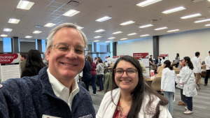 Aron and Priya Pradhan, M2, who led the organization of the career fair.