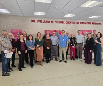 Aron with the faculty attending the “Coffee-Cocoa-Connections” held by the Nexus for Faculty Success under director Susanna Calkins, PhD.