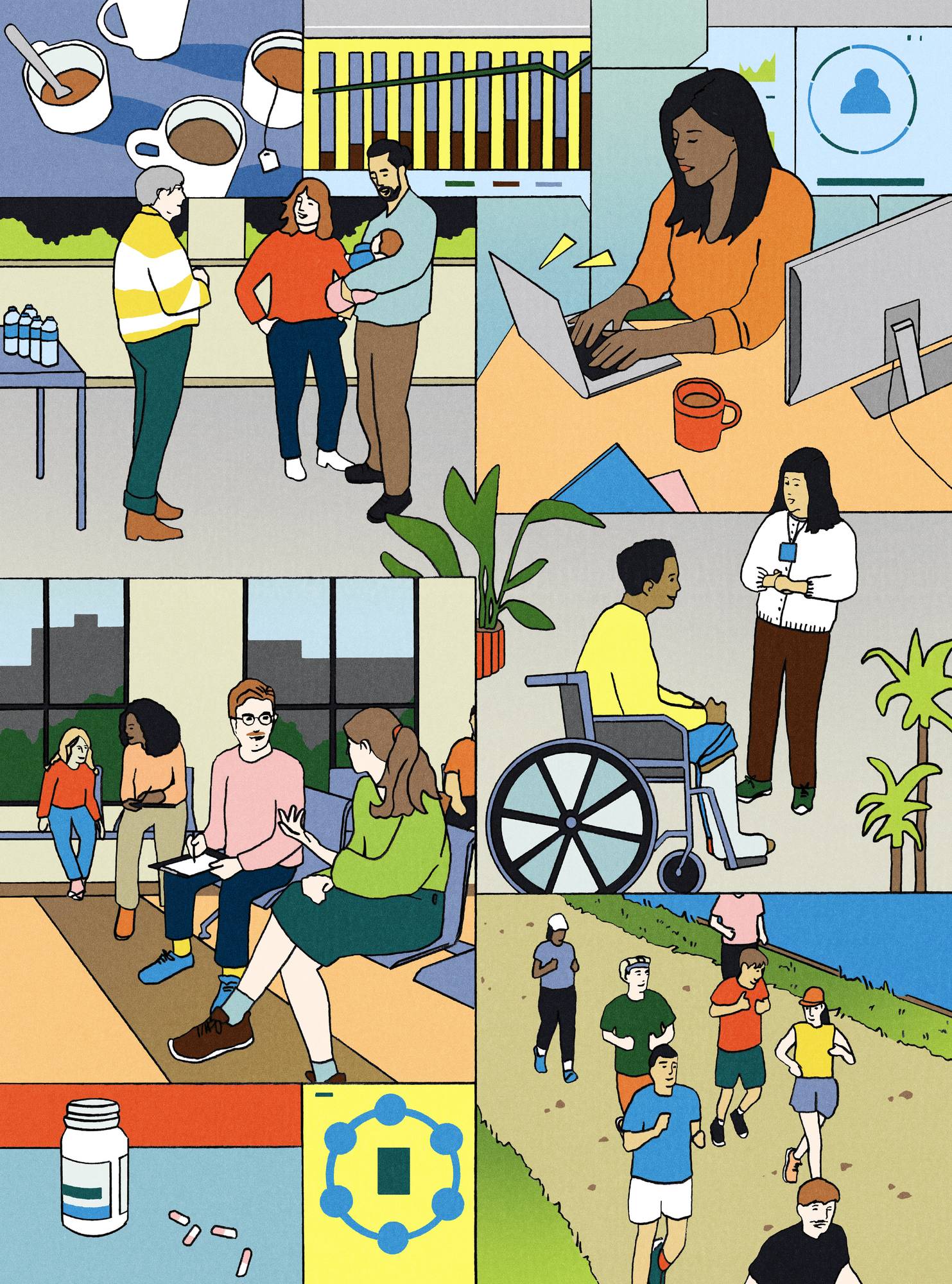 a illustration of various  medical scenes