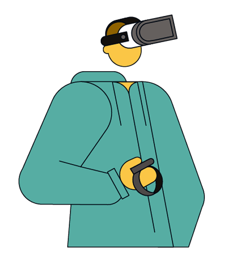 illustration of a man wearing a vr headset