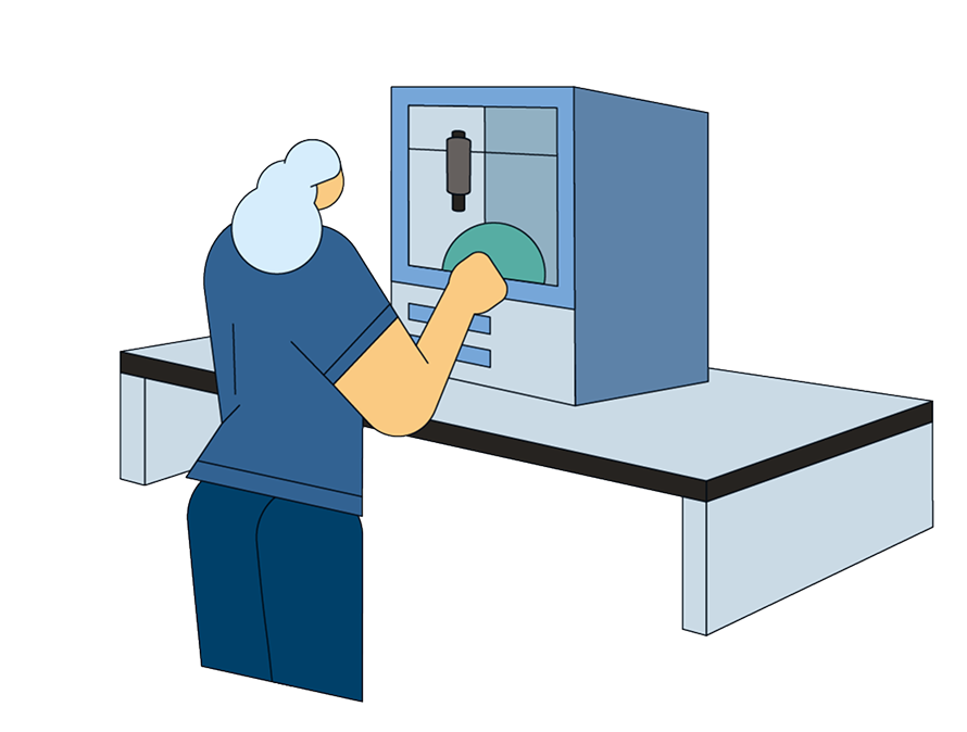 illustration of woman using a medical device