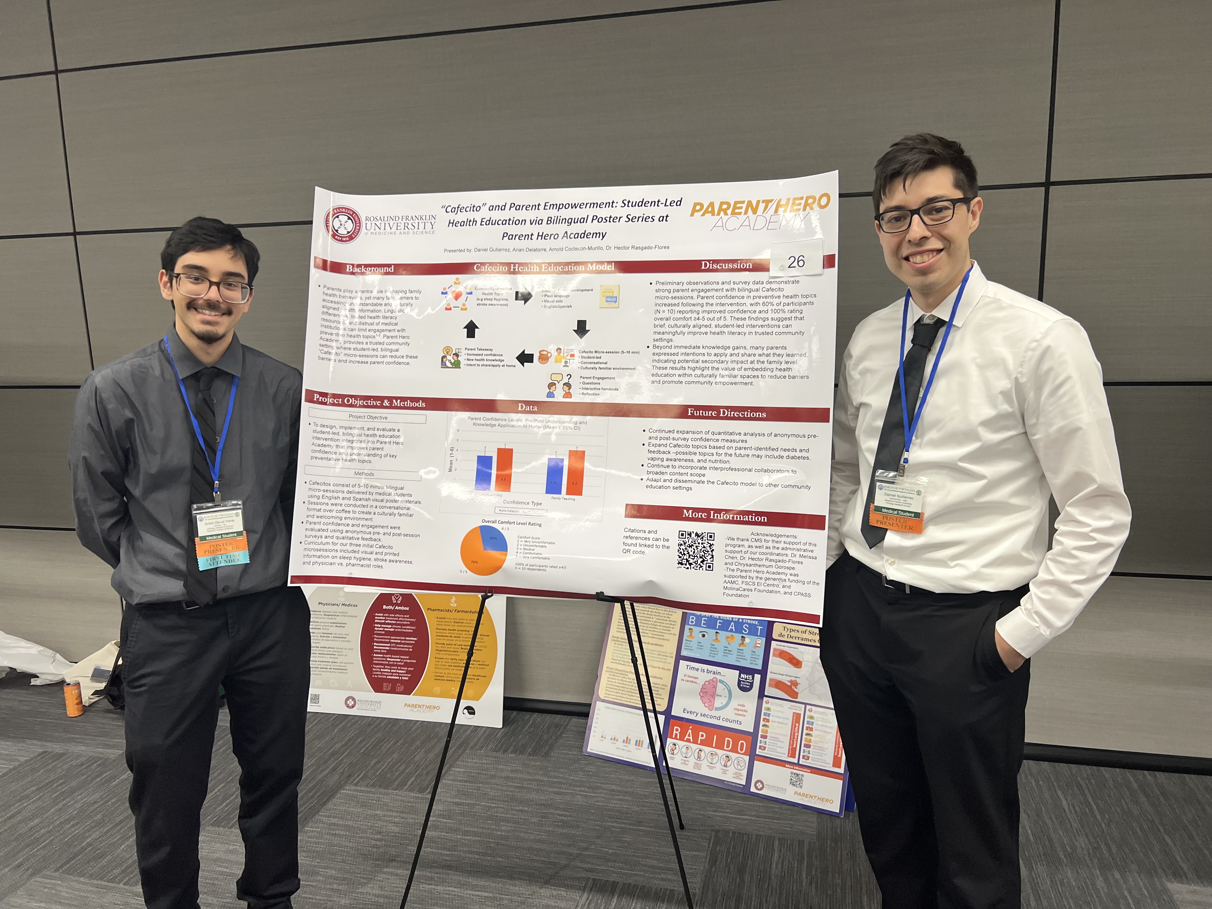 Arian De La Torre and Daniel Gutierrez with their poster.