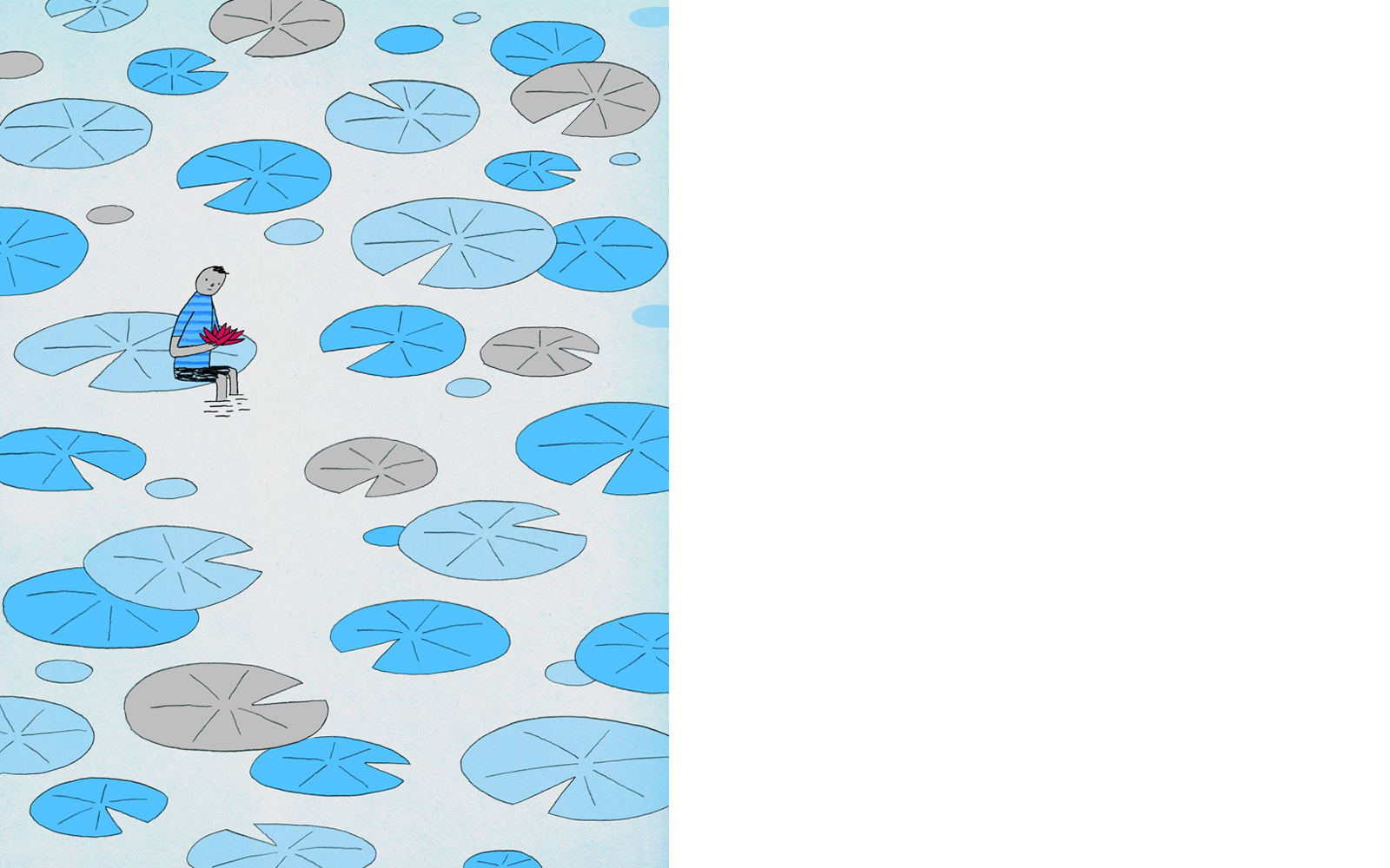 illustration of boy on lillypad